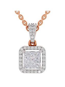 Sparkles - Lab Grown Pendant 1.27 Princess Shape Halo Pendant 14K Rose Gold