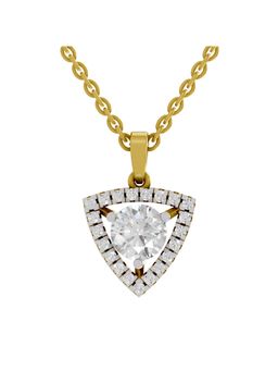 Sparkles - Lab Grown Pendant 1.29 Round Shape Halo Pendant 14K Yellow Gold