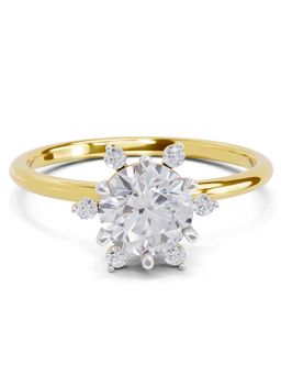 Sparkles - Lab Grown Diamond 1.08 Carat Round Shape Blossom Halo Ring 14K Yellow Gold