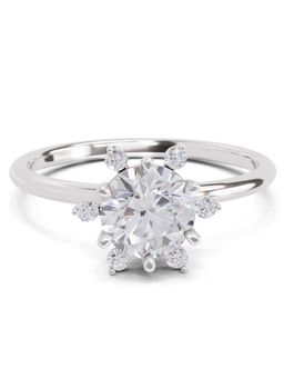 Sparkles - Lab Grown Diamond 1.08 Carat Round Shape Blossom Halo Ring 14K White Gold