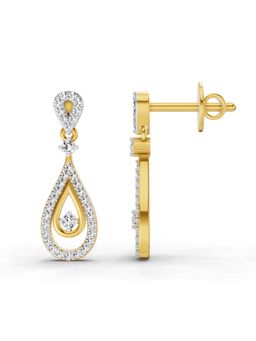 Sparkles - Lab Grown Diamond 0.21 Round Shape Dangle Earrings 14K Yellow Gold