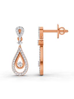 Sparkles - Lab Grown Diamond 0.21 Round Shape Dangle Earrings 14K Rose Gold