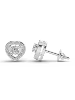 Sparkles - Lab Grown Diamond 0.58 Round Shape Halo Stud Earrings 14K White Gold