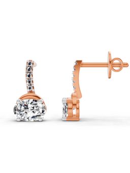 Sparkles - Lab Grown Diamond 1.13 Oval Shape Dangle Earrings 14K Rose Gold