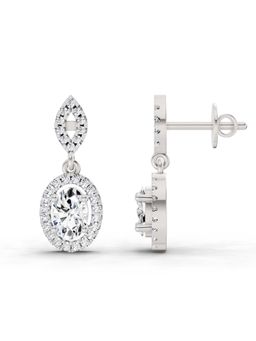 Sparkles - Lab Grown Diamond 1.42 Oval Shape Dangle Earrings 14K White Gold