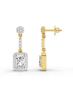 Sparkles - Lab Grown Diamond 1.81 Emerald Shape Dangle Earrings 14K Yellow Gold