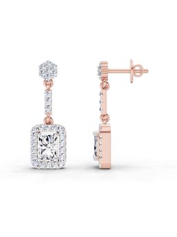 Sparkles - Lab Grown Diamond 1.81 Emerald Shape Dangle Earrings 14K Rose Gold