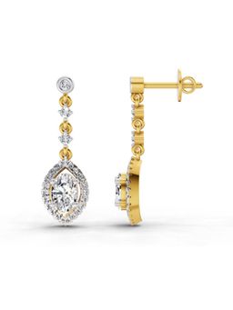 Sparkles - Lab Grown Diamond 1.36 Pear Shape Dangle Earrings 14K Yellow Gold