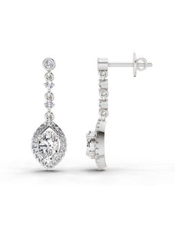 Sparkles - Lab Grown Diamond 1.36 Pear Shape Dangle Earrings 14K White Gold