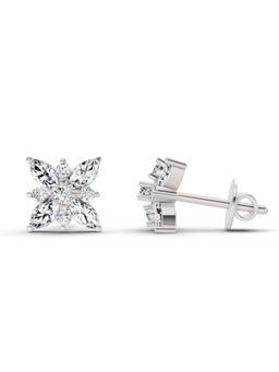 Sparkles - Lab Grown Diamond 0.66 Marquise Shape Cluster Earrings 14K White Gold