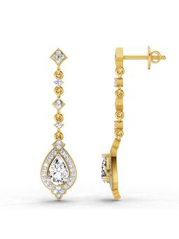 Sparkles - Lab Grown Diamond 1.39 Pear Shape Dangle Earrings 14K Yellow Gold