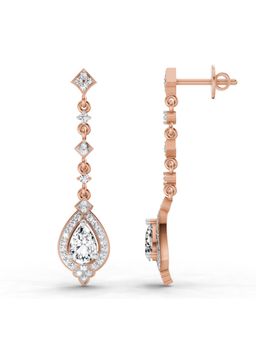Sparkles - Lab Grown Diamond 1.39 Pear Shape Dangle Earrings 14K Rose Gold