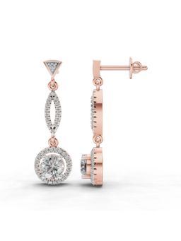 Sparkles - Lab Grown Diamond 0.89 Round Shape Dangle Earrings 14K Rose Gold