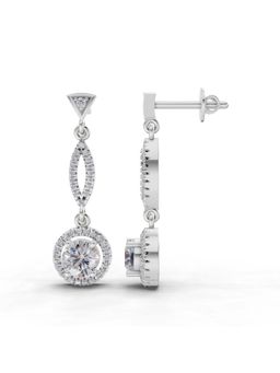 Sparkles - Lab Grown Diamond 0.89 Round Shape Dangle Earrings 14K White Gold