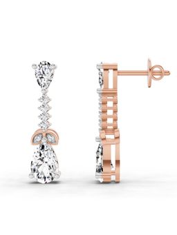 Sparkles - Lab Grown Diamond 2.5 Pear Shape Dangle Earrings 14K Rose Gold