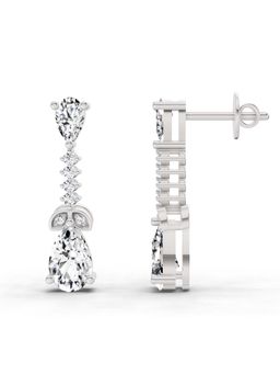 Sparkles - Lab Grown Diamond 2.5 Pear Shape Dangle Earrings 14K White Gold