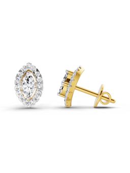 Sparkles - Lab Grown Diamond 0.66 Marquise Shape Halo Earrings 14K Yellow Gold