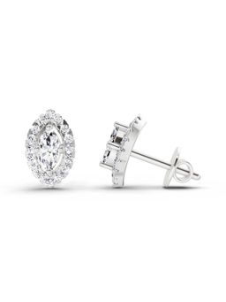 Sparkles - Lab Grown Diamond 0.66 Marquise Shape Halo Earrings 14K White Gold