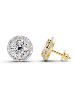 Sparkles - Lab Grown Diamond 2.05 Oval Shape Cluster Earrings 14K Yellow Gold