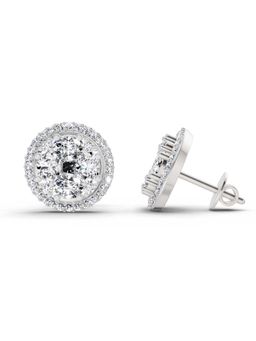 Sparkles - Lab Grown Diamond 2.05 Oval Shape Cluster Earrings 14K White Gold
