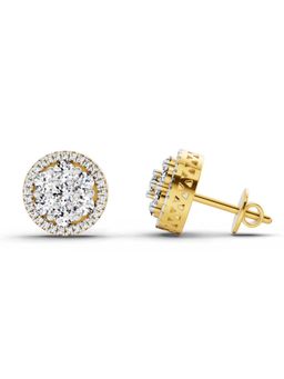 Sparkles - Lab Grown Diamond 0.82 Round Shape Cluster Earrings 14K Yellow Gold