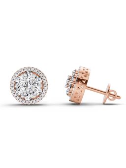 Sparkles - Lab Grown Diamond 0.82 Round Shape Cluster Earrings 14K Rose Gold