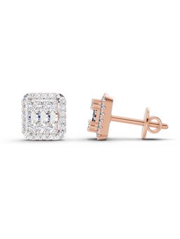 Sparkles - Lab Grown Diamond 0.45 Baguette Shape Cluster Earrings 14K Rose Gold