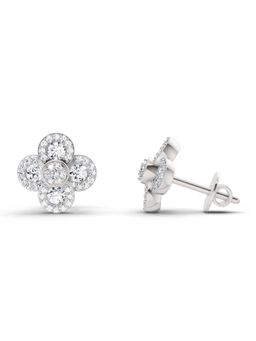 Sparkles - Lab Grown Diamond 0.79 Round Shape Cluster Earrings 14K White Gold