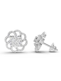 Sparkles - Lab Grown Diamond 1.15 Round Shape Cluster Earrings 14K White Gold