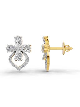 Sparkles - Lab Grown Diamond 1.79 Oval Shape Cluster Earrings 14K Yellow Gold