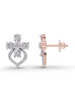 Sparkles - Lab Grown Diamond 1.79 Oval Shape Cluster Earrings 14K Rose Gold