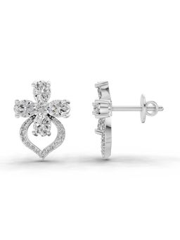 Sparkles - Lab Grown Diamond 1.79 Oval Shape Cluster Earrings 14K White Gold