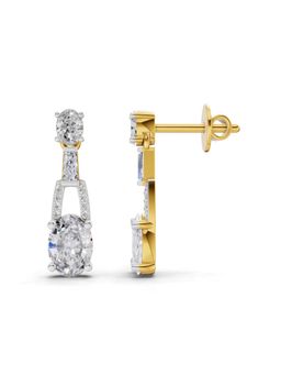 Sparkles - Lab Grown Diamond 2.4 Oval Shape Dangle Earrings 14K Yellow Gold