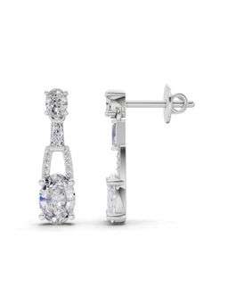 Sparkles - Lab Grown Diamond 2.4 Oval Shape Dangle Earrings 14K White Gold