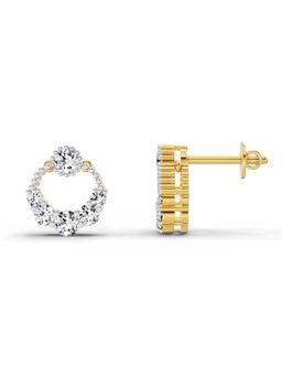 Sparkles - Lab Grown Diamond 0.69 Round Shape Stud Earrings 14K Yellow Gold