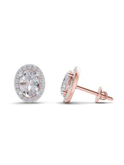 Sparkles - Lab Grown Diamond 2.25 Oval Shape Halo Earrings 14K Rose Gold