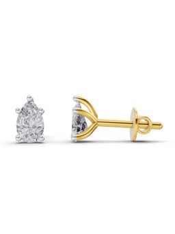 Sparkles - Lab Grown Diamond 2.64 Pear Shape Solitaire Stud Earrings 14K Yellow Gold