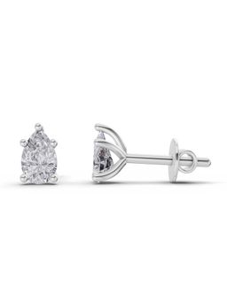Sparkles - Lab Grown Diamond 2.64 Pear Shape Solitaire Stud Earrings 14K White Gold