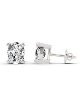Sparkles - Lab Grown Diamond 2.64 Cushion Shape 4 Prong Solitaire Stud Earrings 14K White Gold