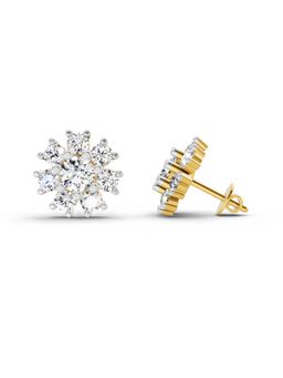 Sparkles - Lab Grown Diamond 2.89 Round Shape Halo Earrings 14K Yellow Gold