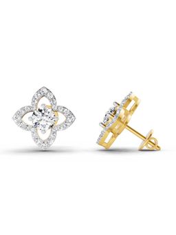Sparkles - Lab Grown Diamond 1.41 Round Shape Halo Earrings 14K Yellow Gold