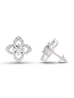 Sparkles - Lab Grown Diamond 1.41 Round Shape Halo Earrings 14K White Gold