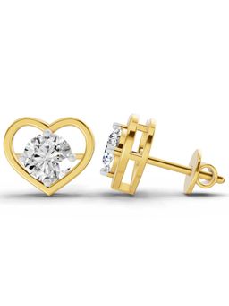 Sparkles - Lab Grown Diamond 0.90 Pear Shape 4 Prong Solitaire Stud Earrings 14K Yellow Gold
