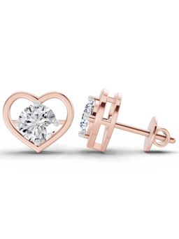 Sparkles - Lab Grown Diamond 0.90 Pear Shape 4 Prong Solitaire Stud Earrings 14K Rose Gold