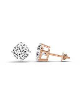 Sparkles - Lab Grown Diamond 2.28 Round Shape 4 Prong Solitaire Stud Earrings |14K Rose Gold