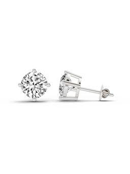 Sparkles - Lab Grown Diamond 2.28 Round Shape 4 Prong Solitaire Stud Earrings |14K White Gold