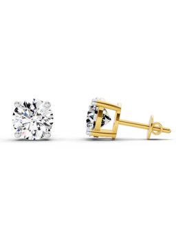 Sparkles - Lab Grown Diamond 2.46 Round Shape 4 Prong Solitaire Stud Earrings |14K Yellow Gold
