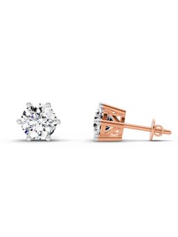 Sparkles - Lab Grown Diamond 2.39 Round Shape 6 Prong Solitaire Stud Earrings 14K Rose Gold
