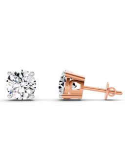 Sparkles - Lab Grown Diamond 2.39 Round Shape 4 Prong Solitaire Stud Earrings |14K Rose Gold