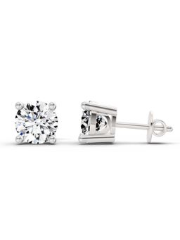 Sparkles - Lab Grown Diamond 2.39 Round Shape 4 Prong Solitaire Stud Earrings 14K White Gold